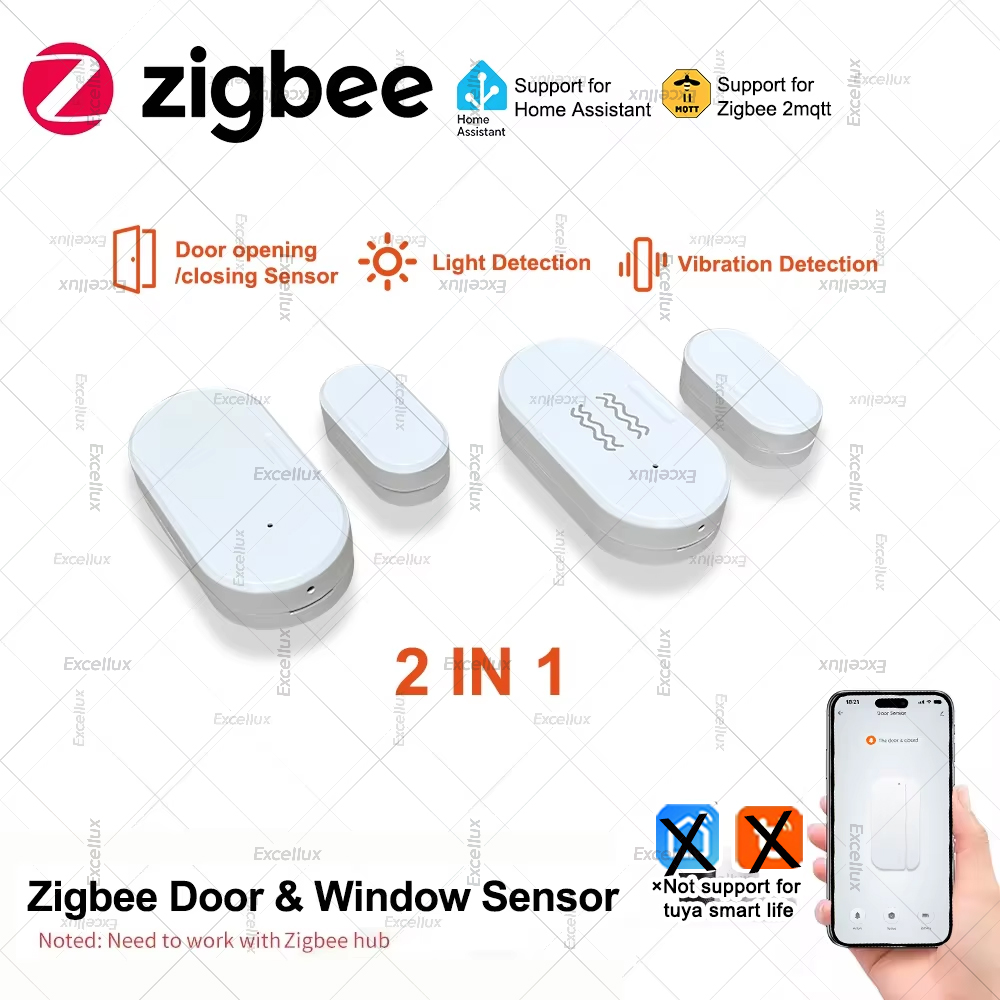 Home Security Business - Zigbee 3.0 밝기/진동 센서가있는 도어 윈도우