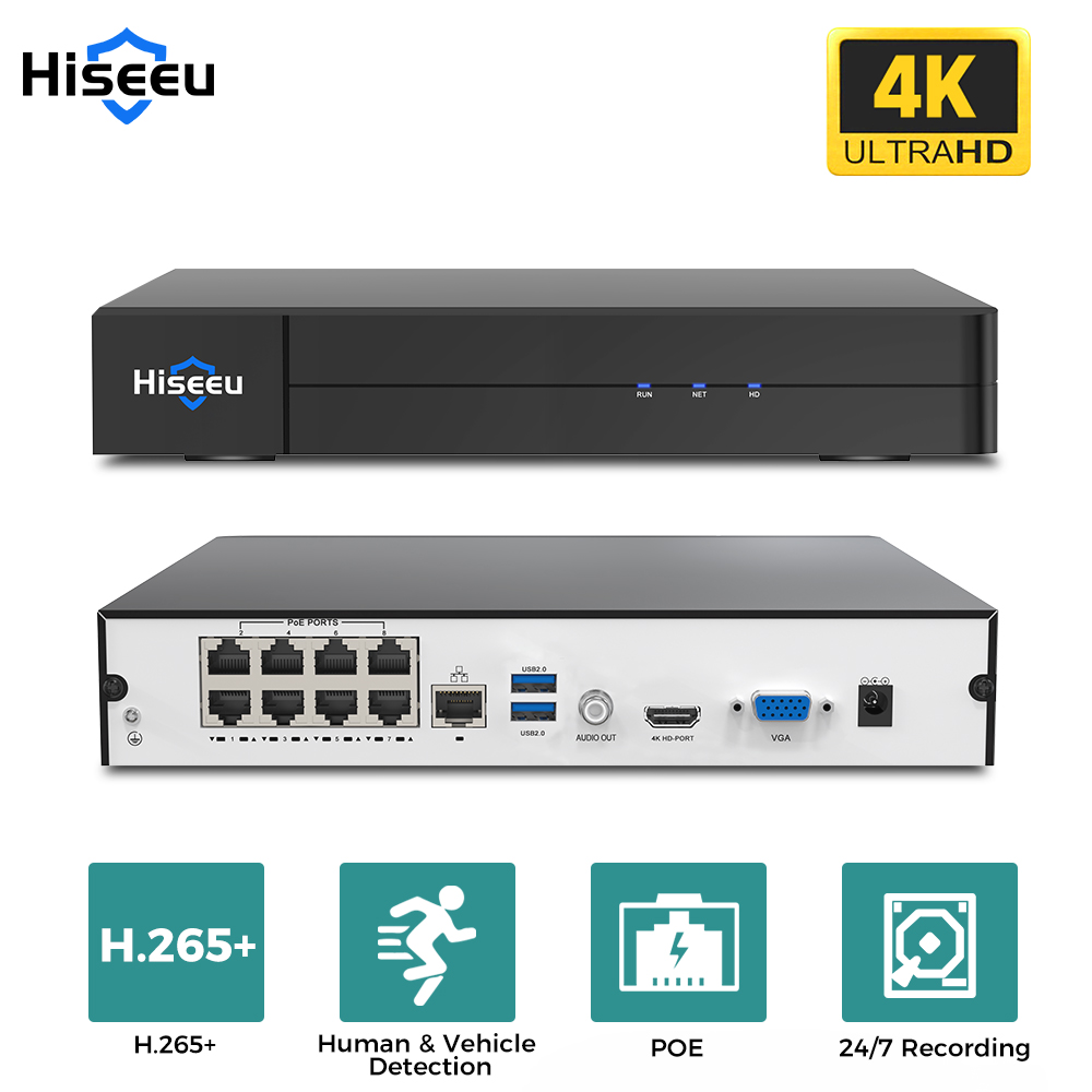 Home Security With Cameras - Hiseeu 8채널 4K PoE NVR 네트워크