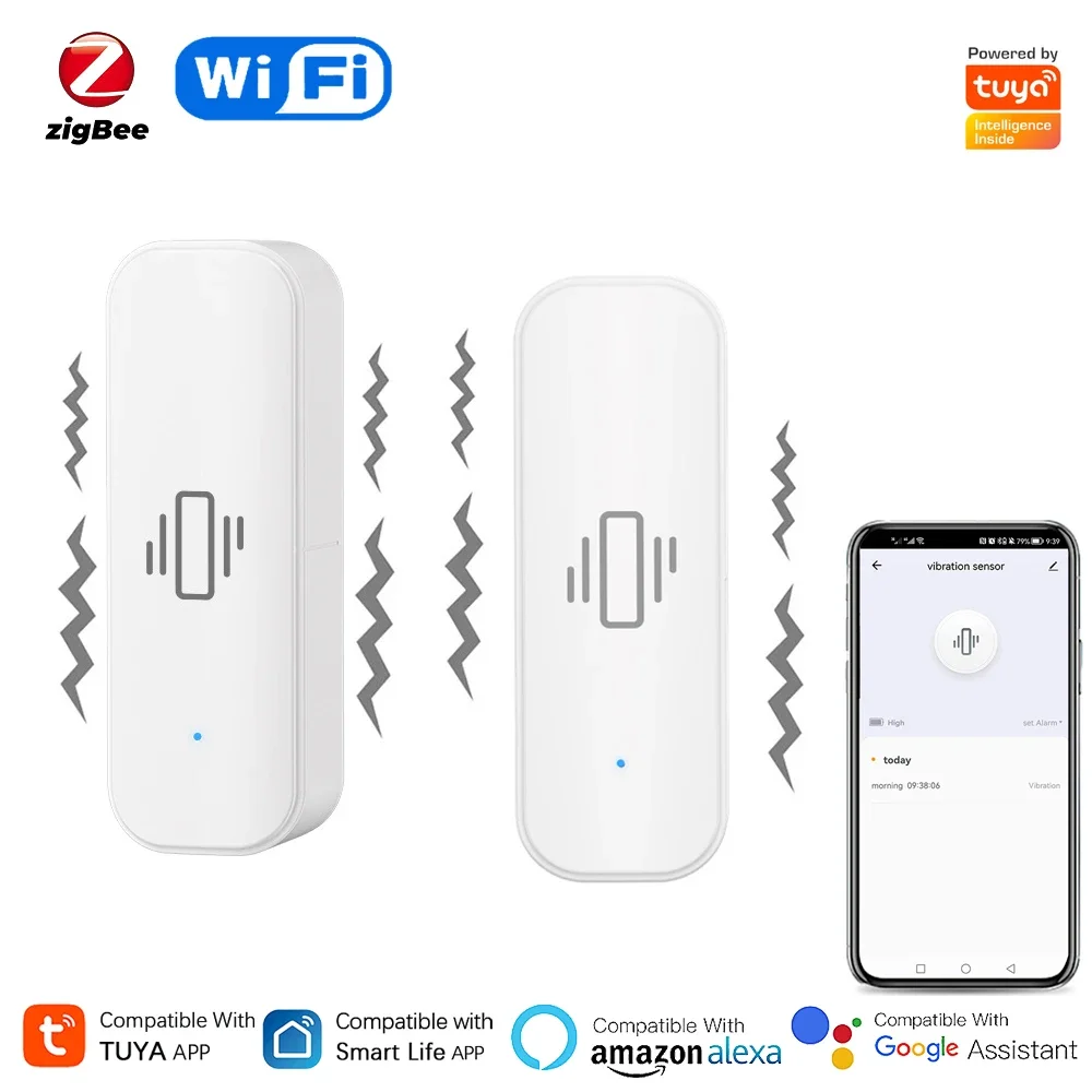 Home Security With Alarm - 투야 와이파이 지그비 스마트 진동 센서,