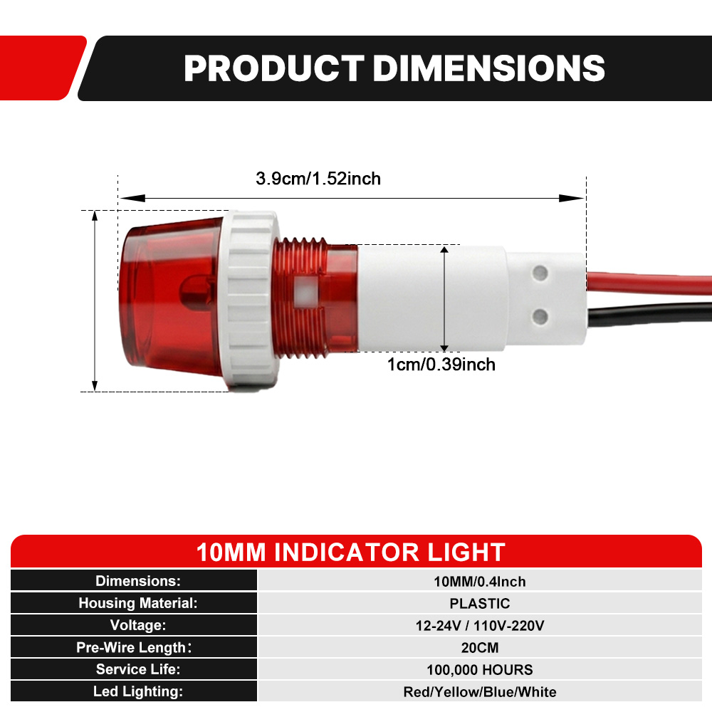FILN 3개입 10mm 나사형 LED 표시등 12V  - Home Security Companies Near Me 리뷰 및 가격