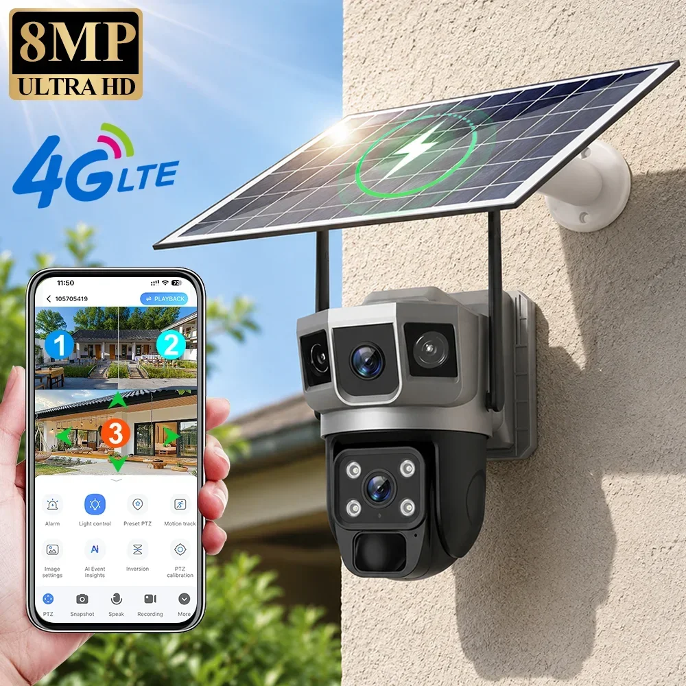 V380 4K 3화면 4G 카메라 태양광 배터리 PIR - Home Security Business 리뷰 및 가격