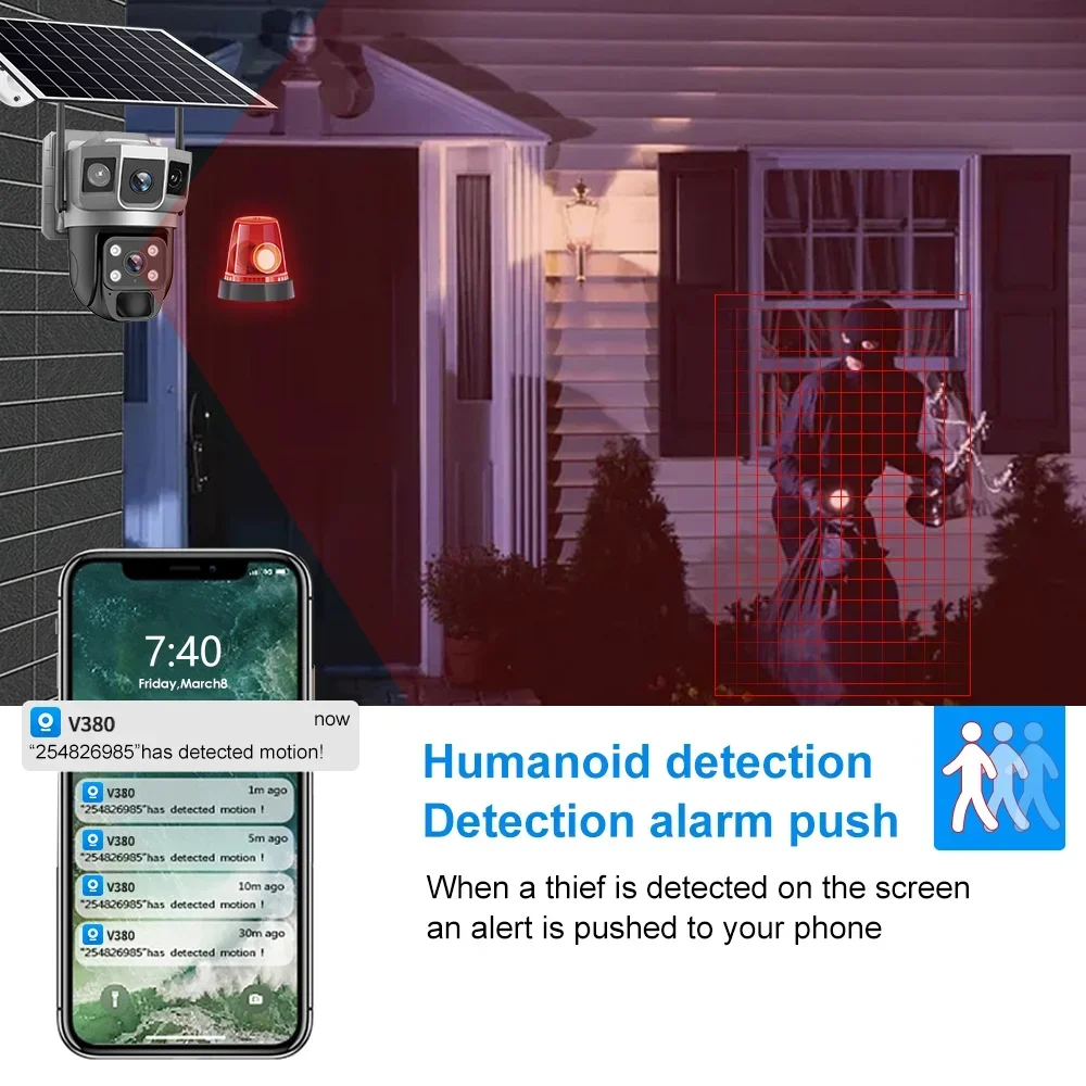 V380 4K 3화면 4G 카메라 태양광 배터리 PIR - Home Security Business 리뷰 및 가격