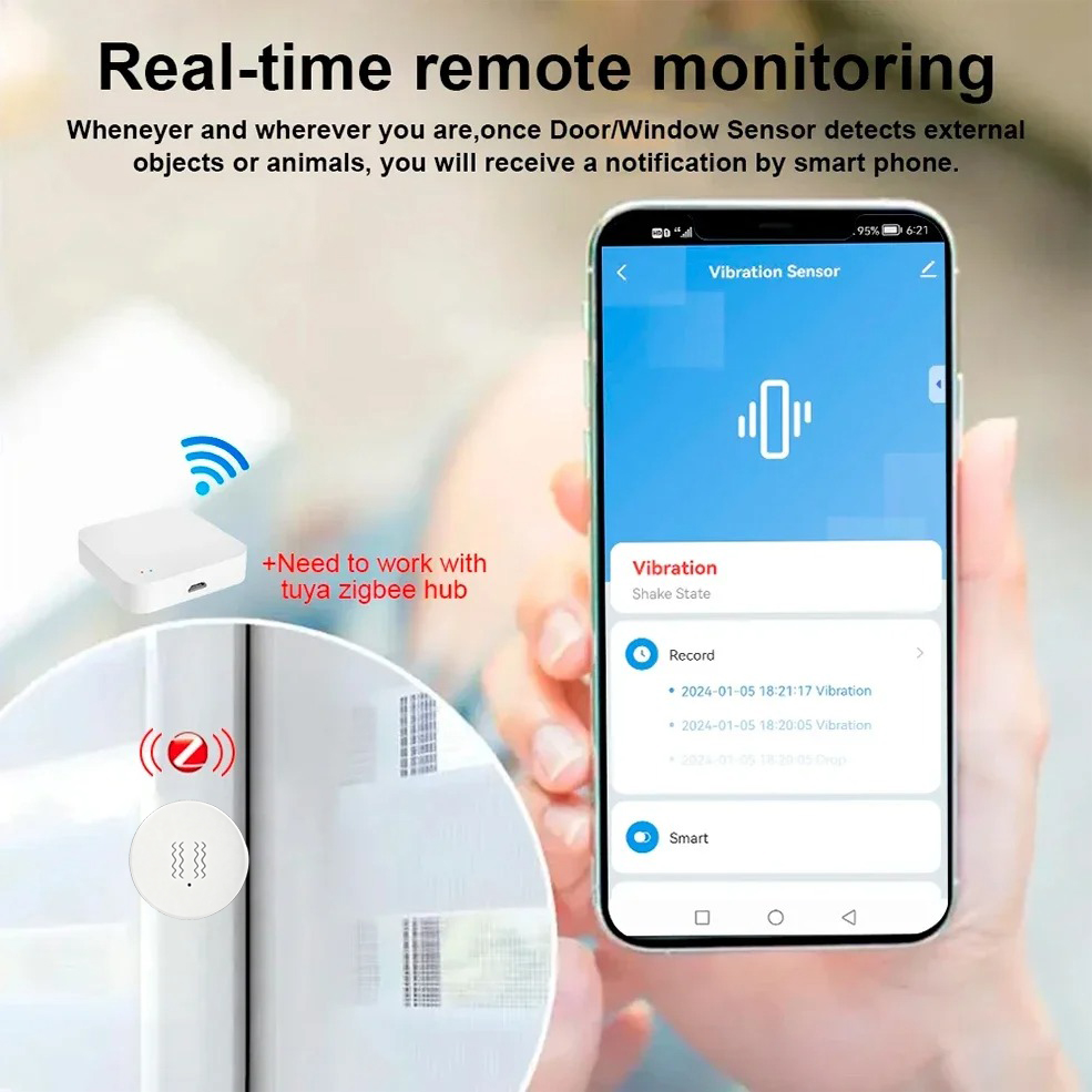 Tuya ZigBee 스마트 진동 및 기울기 센서 홈  - Home Security With Alarm 리뷰 및 가격