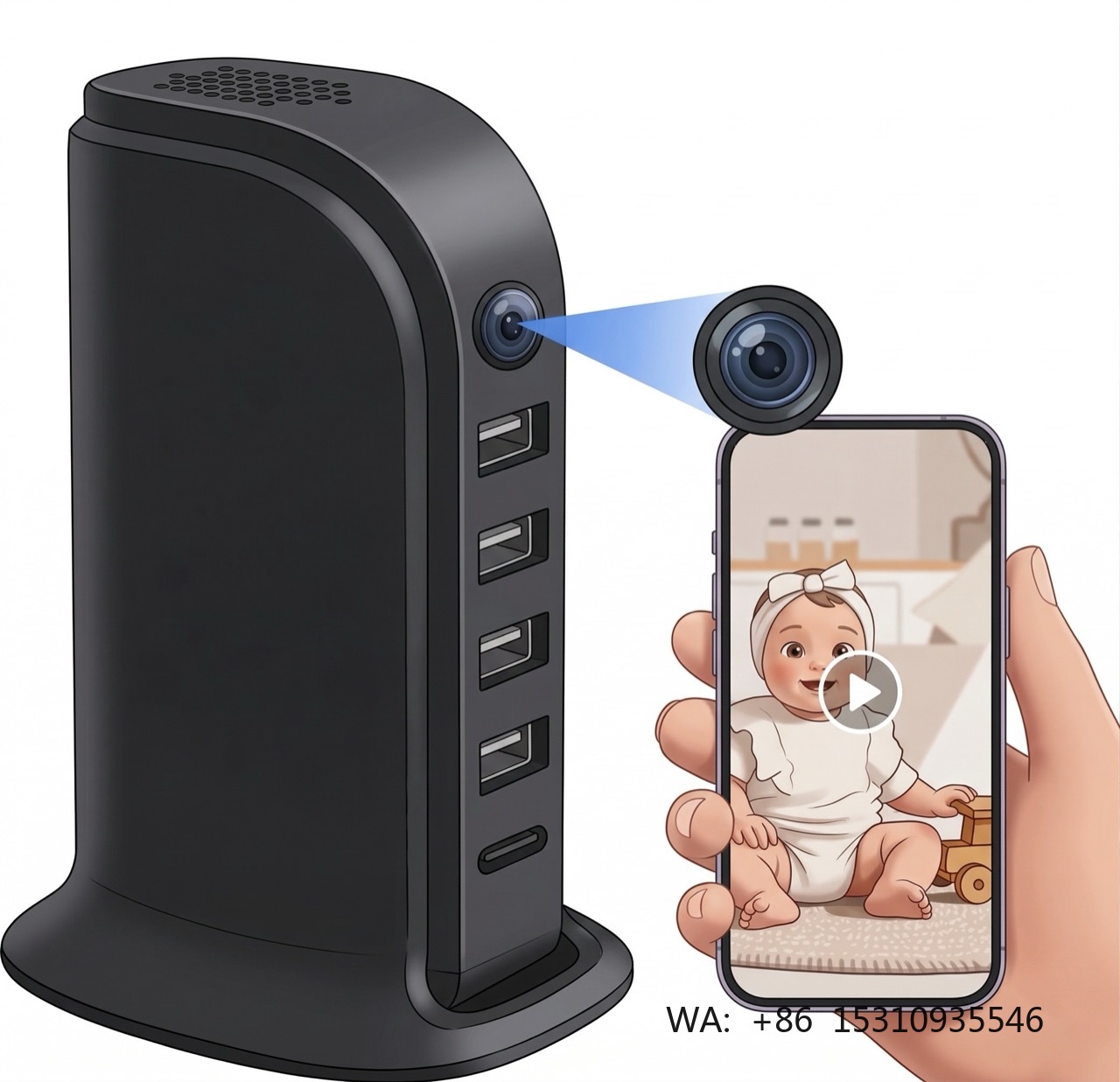 홈 오피스용 소형 Wi-Fi 보안 카메라 5포트 충전  - Home Security Officer 리뷰 및 가격
